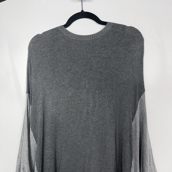 Eileen Fisher XLarge XL Two Tone Gray Colorblock Tunic Sweater VNeck Stretch - Picture 6 of 10